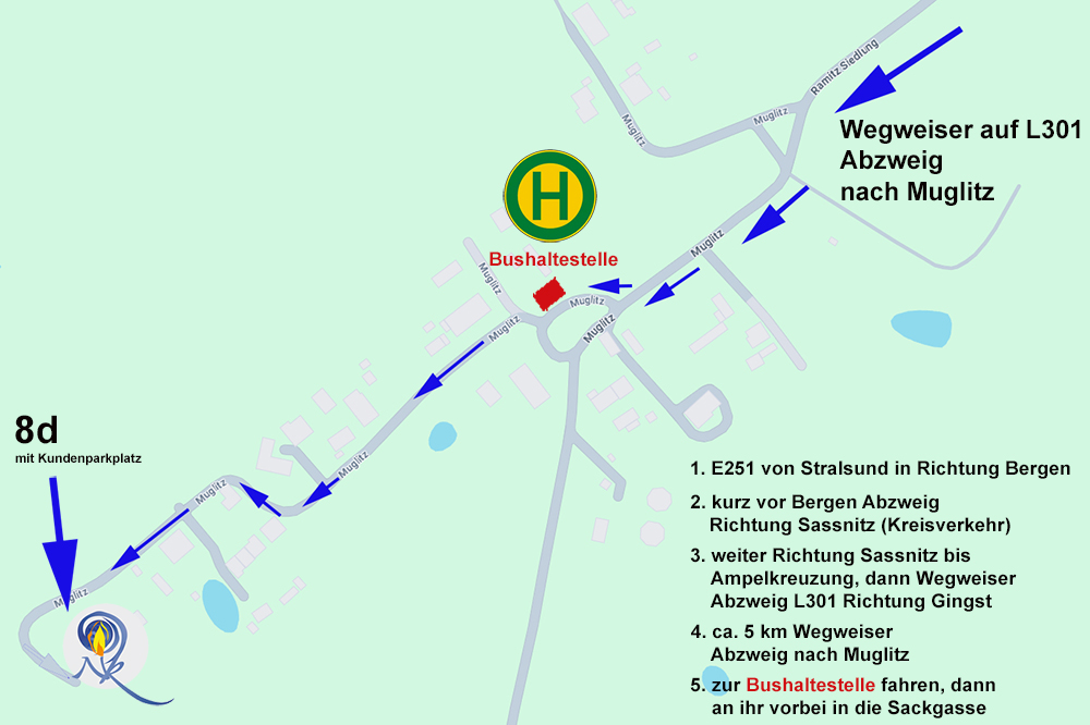 Weg Beschreibung zur Kerzenwerkstatt Nordkerze in Muglitz